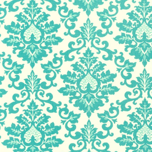 6885011 DANA COASTAL BLUE Damask-Look Print Upholstery And Drapery Fabric