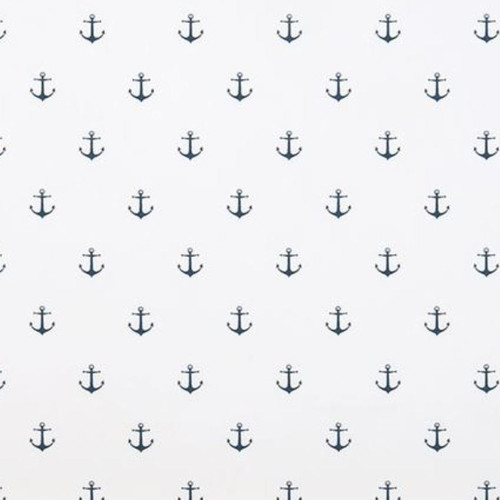 6940111 STAY WHITE/PREMIER NAVY Nautical Print Upholstery And Drapery Fabric