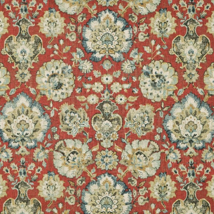 Covington NOTTINGHAM 303 CARNELIAN Floral Linen Blend Upholstery And