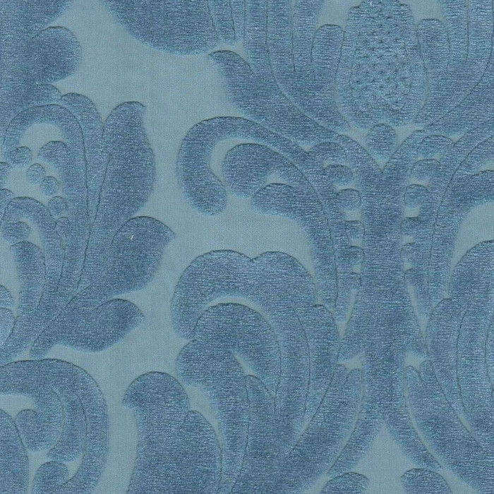 KANE DELFT BLUE Floral Velvet Upholstery Fabric