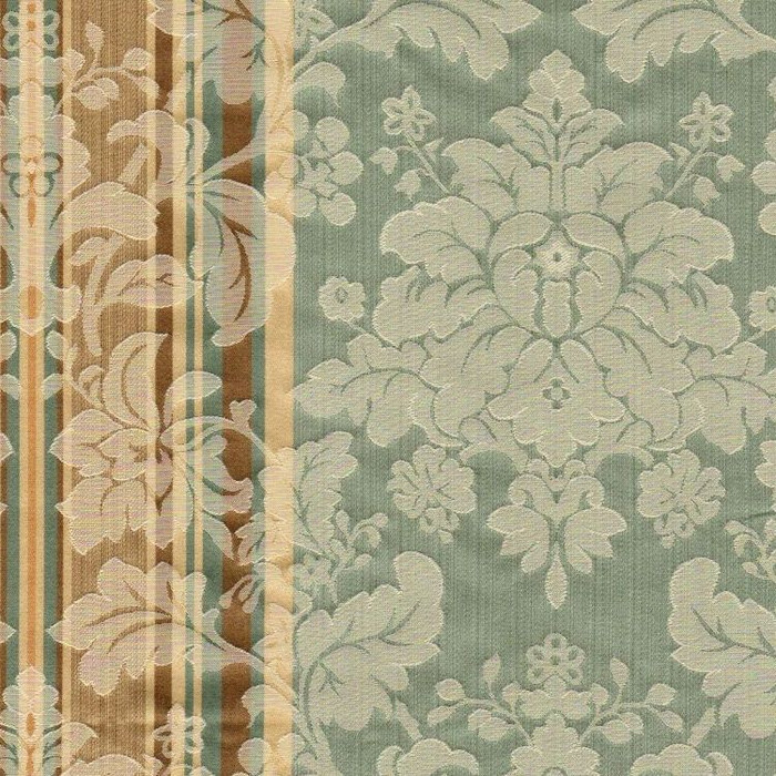 RENAISSANCE A GREEN Floral Jacquard Upholstery And Drapery Fabric