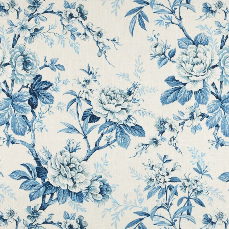 Covington JAYDEN 593 INDIGO Floral Linen Blend Upholstery And Drapery Fabric