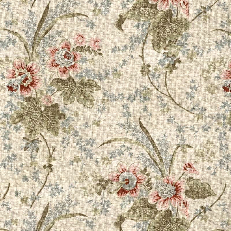 Waverly STONINGTON PARCHMENT 682140 Floral Linen Blend Upholstery
