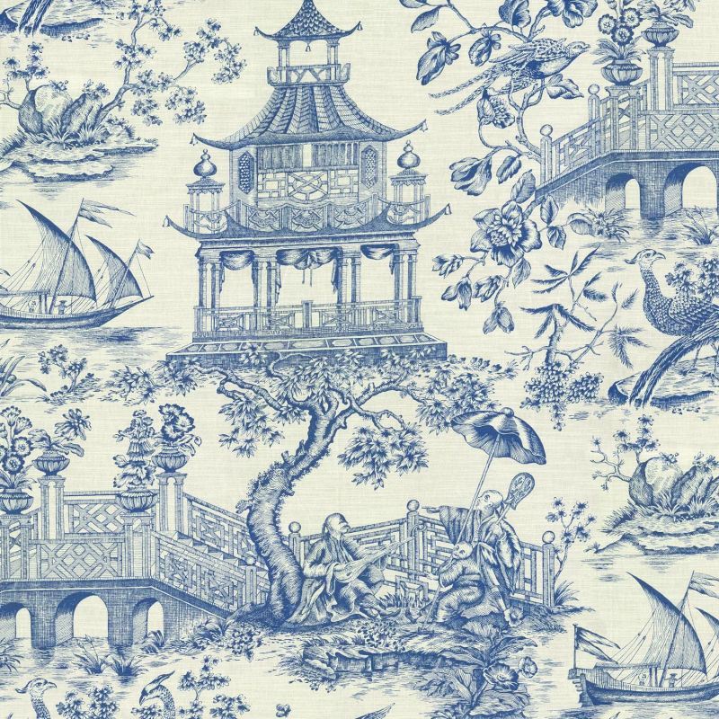 Toile Frames Printed Cotton Canvas - Grey/Blue/White