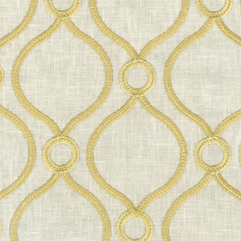 7056014 P/K Lifestyles CURVEBALL EMB GOLD 410601 Lattice Embroidered  Drapery Fabric