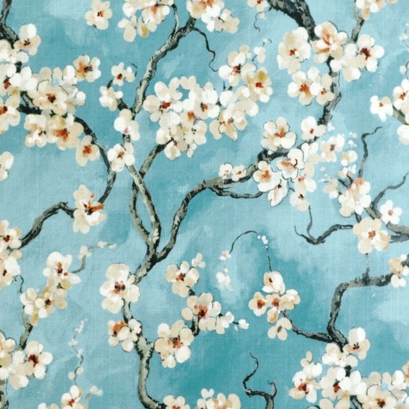 【れぬ】ivory&co Alexandra-sakura Covington SAKURA 504 AZURE Floral Print Upholstery And Drapery Fabric