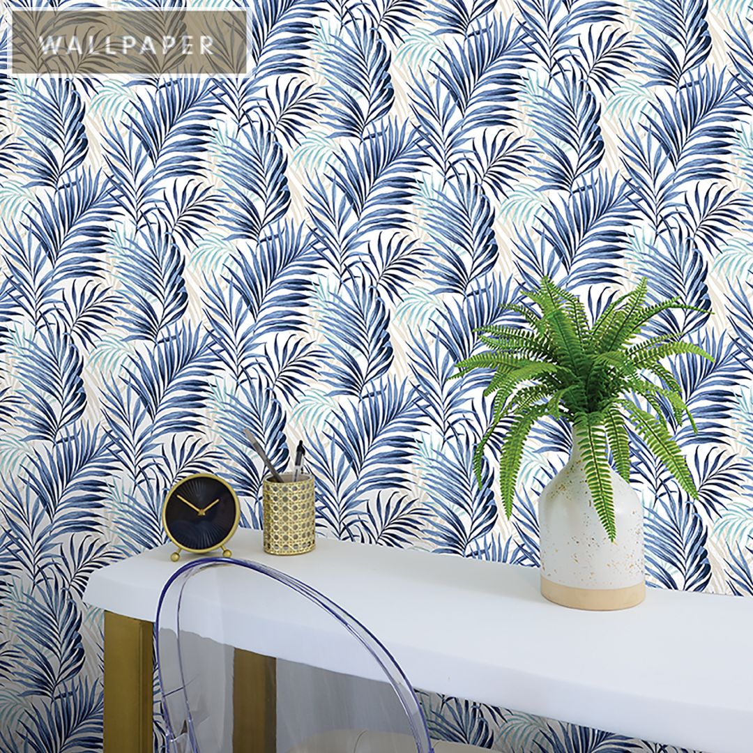 Tommy Bahama  Tropical Wallpaper For Bedroom Powder Room Kitchen Vinyl  3075 Sq Ft Coverage Bahamian Breeze Collection Denim  Amazoncom