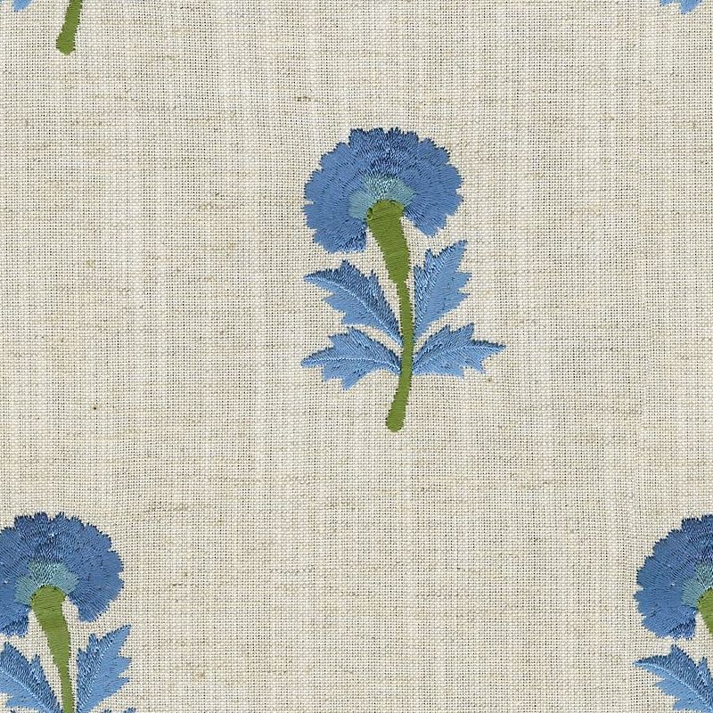 Turquoise Floral Velvet Upholstery Fabric 2 YARD MINIMUM Blue