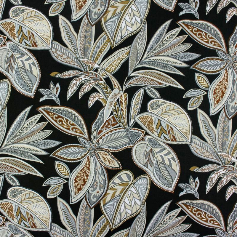 Peachtree Fabrics Black Floral Print Upholstery and Drapery Fabric by Decorative Fabrics Direct