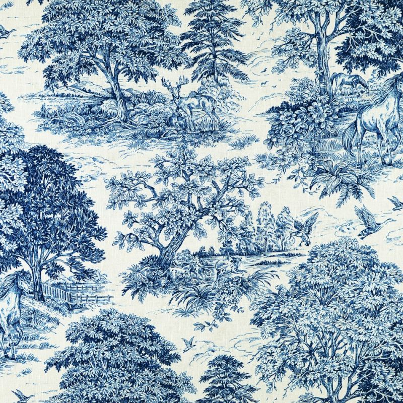 7097011 Covington YELLOWSTONE 50 BLUEBELL Toile Linen Blend Upholstery And  Drapery Fabric