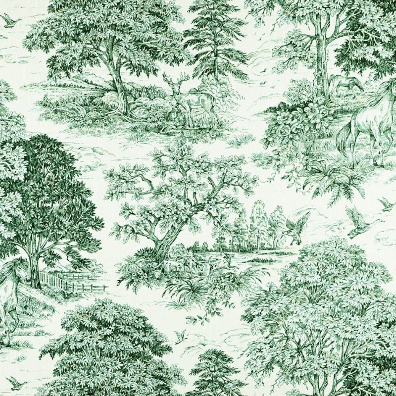7097012 Covington YELLOWSTONE 290 CLASSIC GREEN Toile Linen Blend  Upholstery And Drapery Fabric