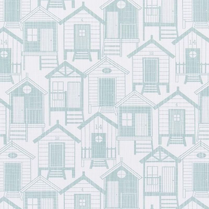6402813 SHACKS BLUE HAZE Tropical Print Upholstery And Drapery Fabric