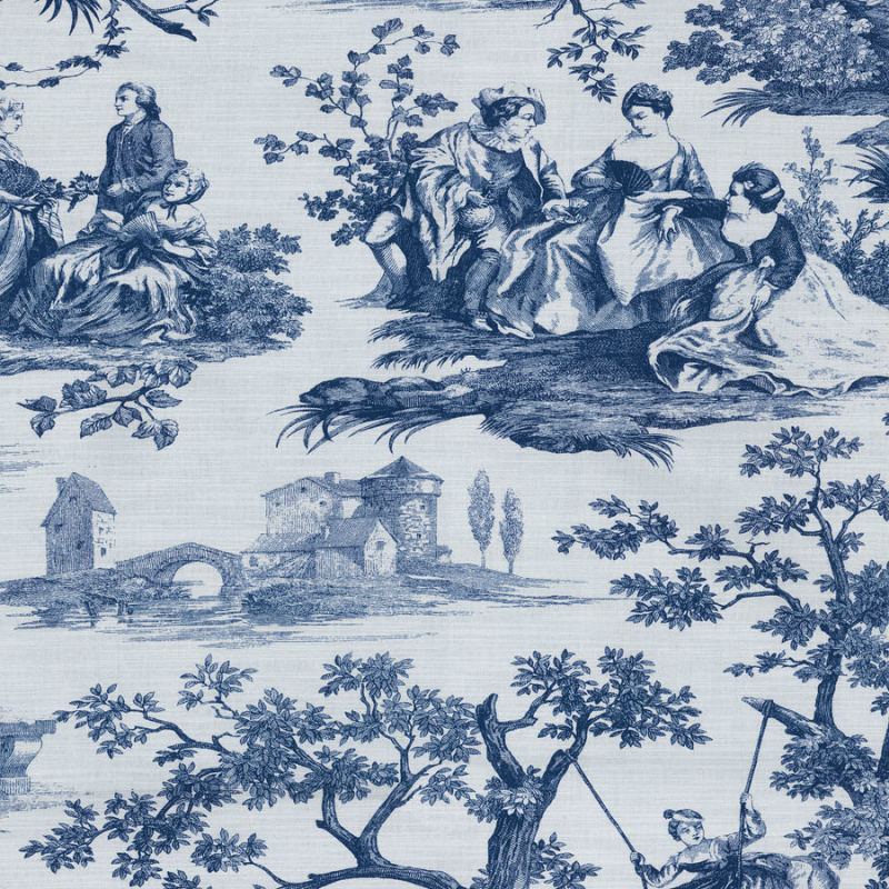 Swavelle mill creek raymond waites blue white toile fabric by the
