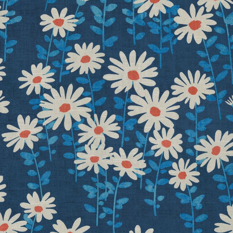6455313 Novogratz ENDLESS DAISIES BLUE MOOD 180192 Floral Print Upholstery  And Drapery Fabric