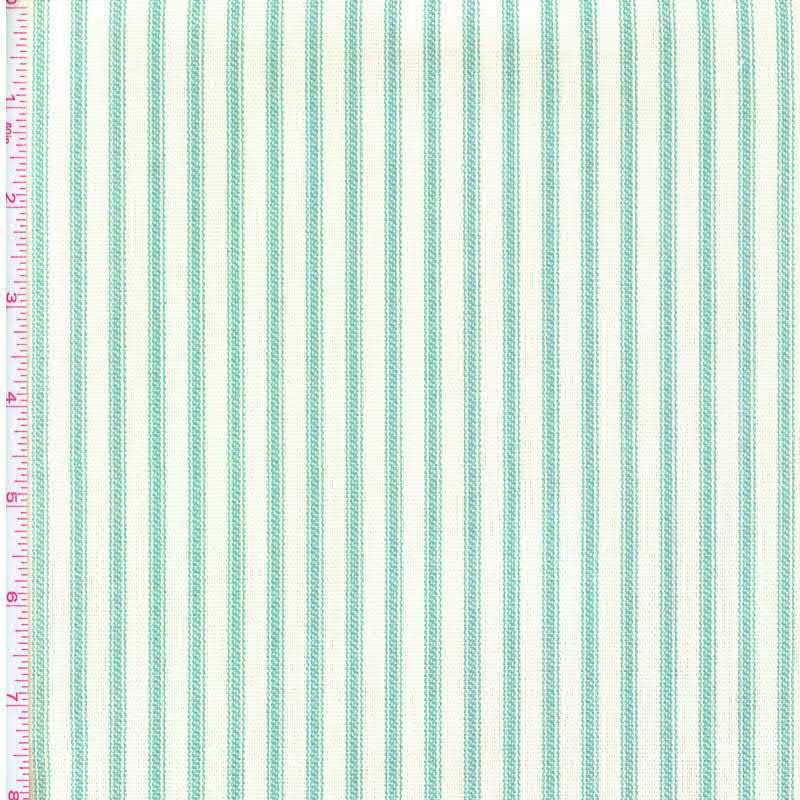 Magnolia Home Fashions BERLIN AQUA Ticking Stripe Print Upholstery And Drapery Fabric