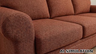 AI simulation of fabric SKU 6883320 COLUMBIA SPICES solid color upholstery fabric shown as upholstery fabric on a sofa to illustrate color and texture.