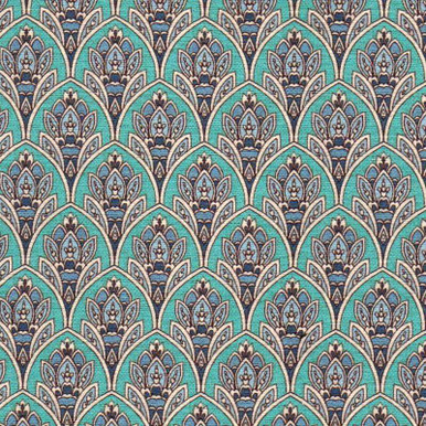 REED TEAL Contemporary Print Upholstery And Drapery Fabric