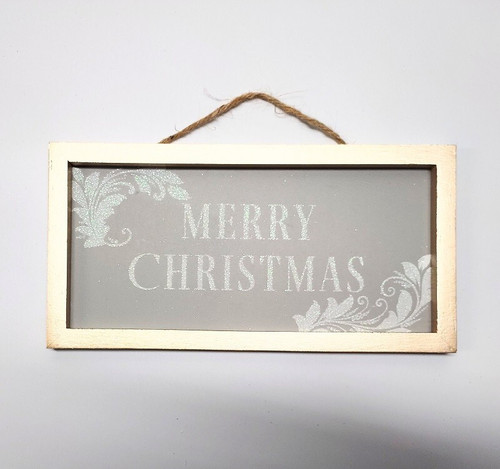 Holiday Wall Decor MERRY CHRISTMAS Sparkly Design Gold Wood Frame 5.25" X 10" Holiday Wall Decor MERRY CHRISTMAS Sparkly Design Gold Wood Frame 5.25" X 10"