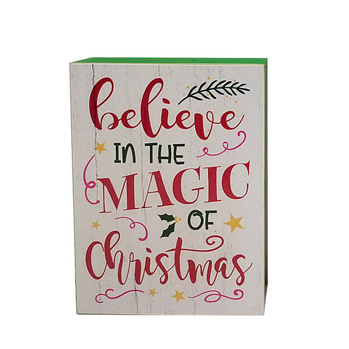 Holiday Table Decor BELIEVE IN THE MAGIC OF CHRISTMAS Ornament Design Wood Box Holiday Table Decor BELIEVE IN THE MAGIC OF CHRISTMAS Ornament Design Wood Box