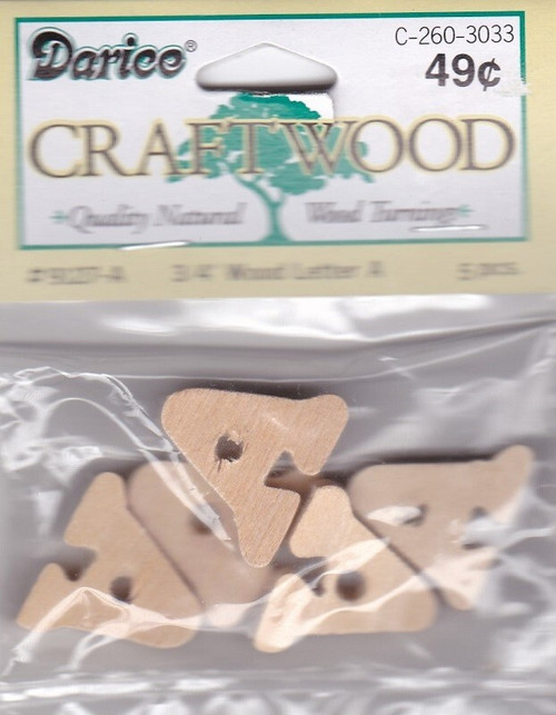 Darice Craftwood 3/4" LETTER A - Quality Natural Wood Trimmings 5 Pieces 9127-A