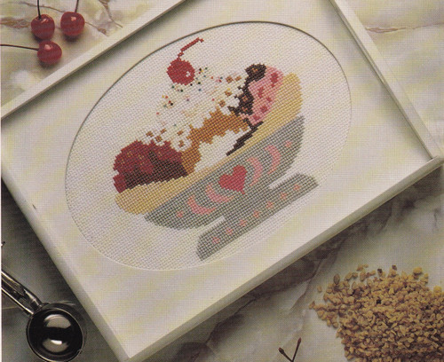 BANANA SPLIT Cross-Stitch (Single Pattern From Magazine) Dessert Ice Cream Treat