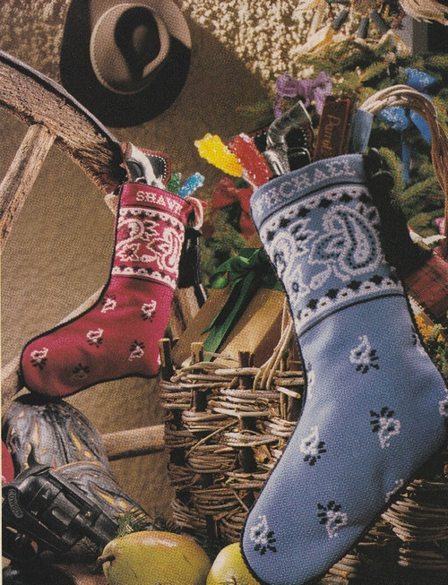 BANDANA STOCKINGS Cross-Stitch (Single Pattern From Magazine) Christmas Stocking