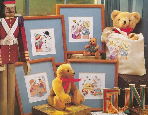 BEARS AT PLAY Cross-Stitch (Single Pattern From Magazine) 4 Seasons