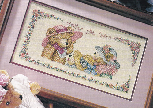 CHATTER HAT BEARS Cross-Stitch (Single Pattern From Magazine) Elegant Teddy Bear