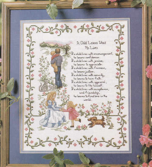CHILDREN LEARN Cross-Stitch (Single Pattern From Magazine) Love, Parenting