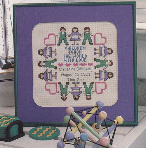CHILDREN TOUCH WORLD Cross-Stitch (Single Magazine Pattern) Birth Announcement
