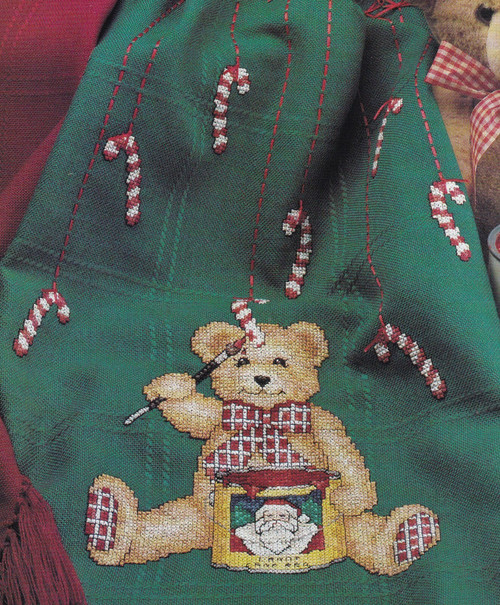 CHRISTMAS BEAR Cross-Stitch (Single Pattern From Magazine) Candy Canes, Holiday