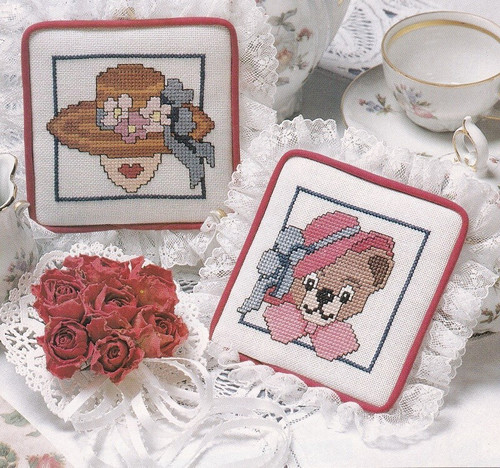 DRESSED FOR TEA Cross-Stitch (Single Pattern From Magazine) Teddy Bear, Lady