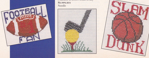 FOOTBALL BASKETBALL GOLF Cross-Stitch (Single Pattern From Magazine) Dad, Sports