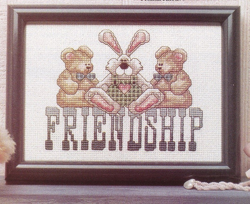 FRIENDSHIP Cross-Stitch (Single Pattern From Magazine) Bunny, Teddy Bears