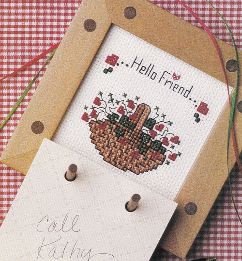 HELLO FRIEND Cross-Stitch (Single Pattern From Magazine) Friends, Heart, Basket