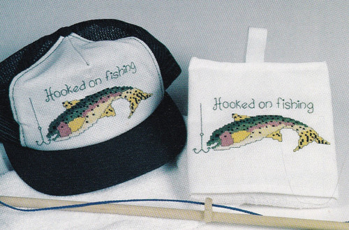 HOOKED ON FISHING Cross-Stitch (Single Pattern From Magazine) Dad, Grandpa