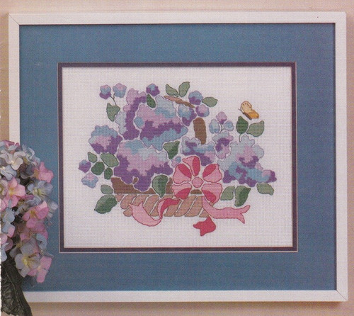 HYDRANGEA BASKET Cross-Stitch (Single Pattern From Magazine) Flowers, Floral