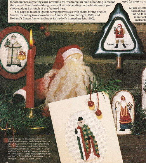 INTERNATIONAL SANTAS Cross-Stitch (Single Pattern From Magazine) 4 Designs