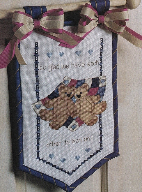 LEAN ON ME Cross-Stitch (Single Pattern From Magazine) Teddy Bears, Love