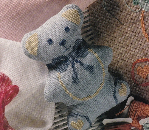 LITTLE HANDS TEDDY BEAR Cross-Stitch (Single Pattern From Magazine) Baby Toy