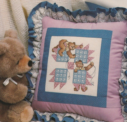 QUILTING BEARS Cross-Stitch (Single Pattern From Magazine) Quilt