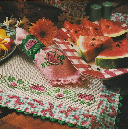 WATERMELON SET Cross-Stitch (Single Pattern From Magazine) Place Setting