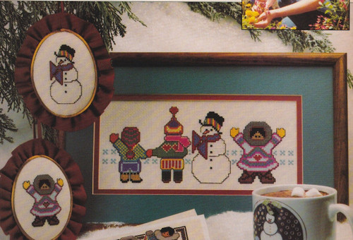 WINTER PLAYTIME Cross-Stitch (Single Pattern From Magazine) Snowman Friends