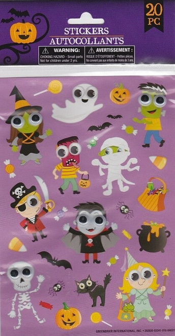 Googly Eyes Halloween Stickers (Purple) 20 Pieces