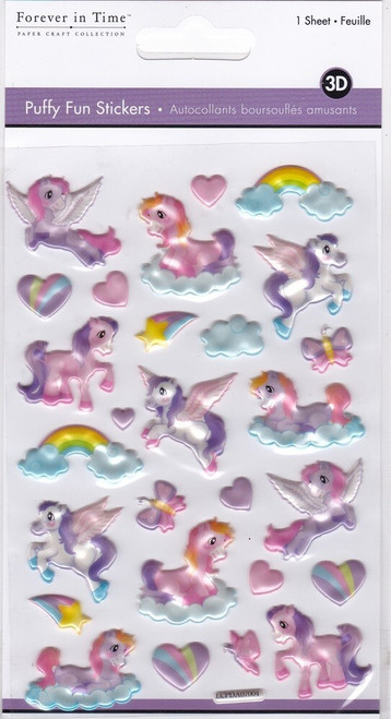 Forever In Time MY PET PONY Unicorns, Rainbows - 3D Puffy Stickers Acid Free