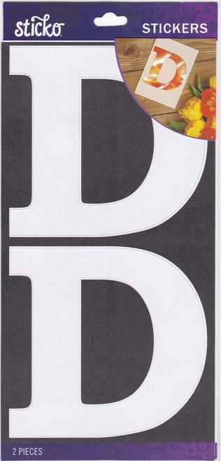 Sticko / ekSuccess 3.5" MONOGRAM BLOCK LETTER "D" White Stickers - Acid Free