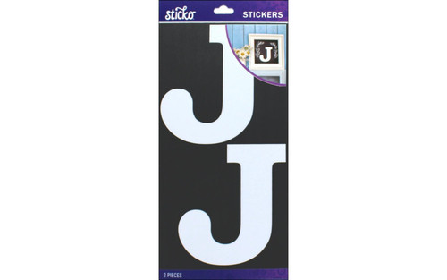 Sticko / ekSuccess 3.5" MONOGRAM BLOCK LETTER "J" White Stickers - Acid Free
