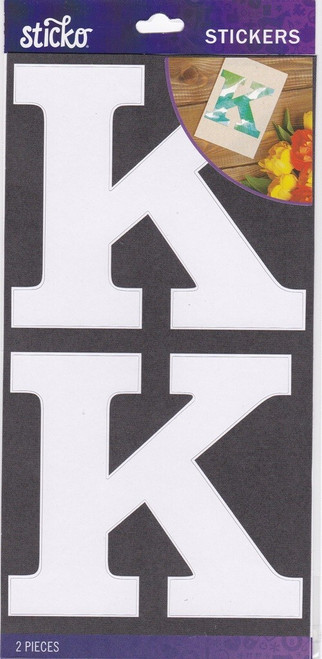 Sticko / ekSuccess 3.5" MONOGRAM BLOCK LETTER "K" White Stickers - Acid Free