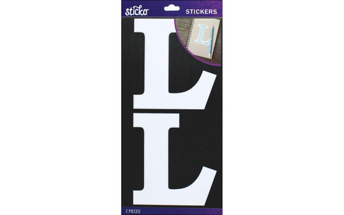 Sticko / ekSuccess 3.5" MONOGRAM BLOCK LETTER "L" White Stickers - Acid Free
