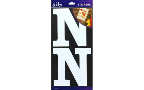 Sticko / ekSuccess 3.5" MONOGRAM BLOCK LETTER "N" White Stickers - Acid Free